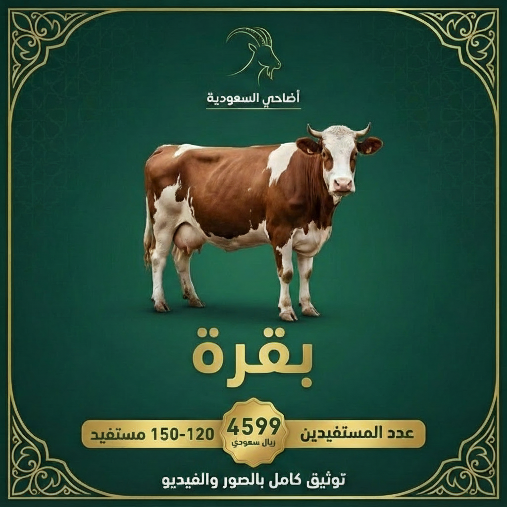 ثور / بقرة (صدقة، عقيقة، أضحية) مع توثيق فيديو باسمك